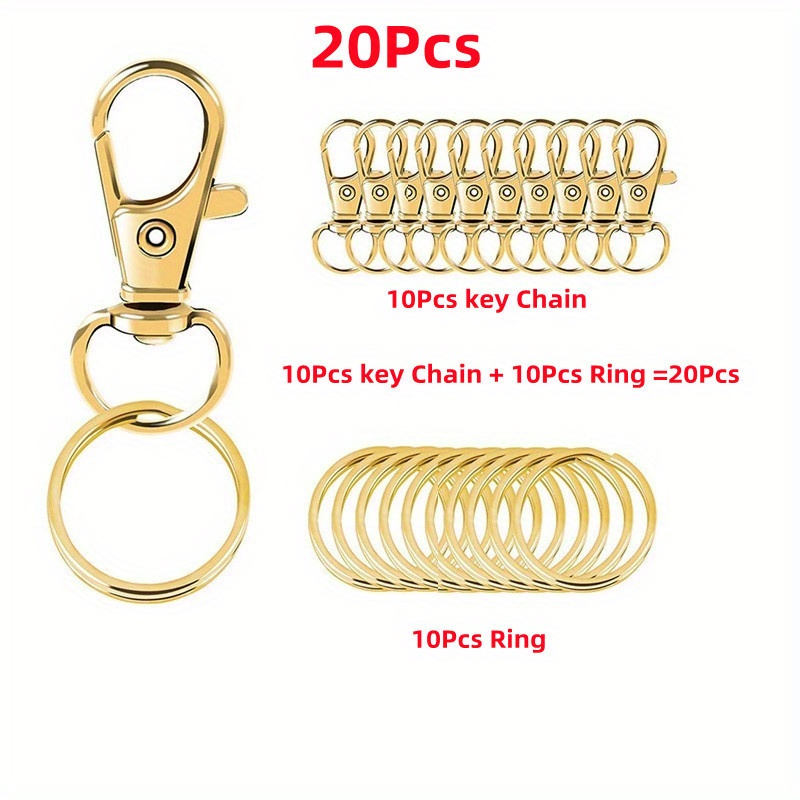 10pcs Alloy Lobster Clasps Key Chain Hooks With Key Rings, Key