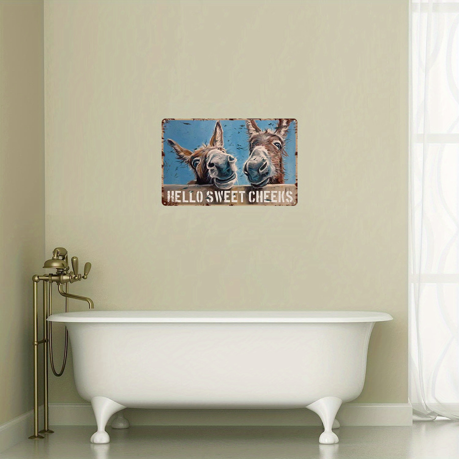 Metal Tin Sign Funny Donkey Bathroom Vintage Tin Signs Hello - Temu ...