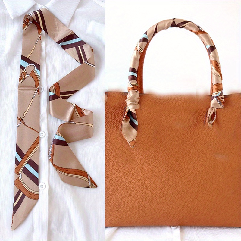 Women Silk Scarf Handbag Handle Scarves Wrap Purse Hair Bow Mini Long Ribbon
