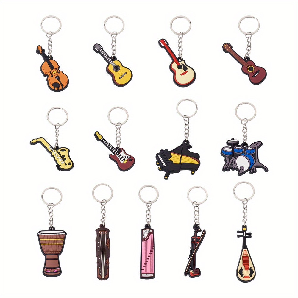 Stainless Steel Guitar Key Ring, Color Instrument Men's And