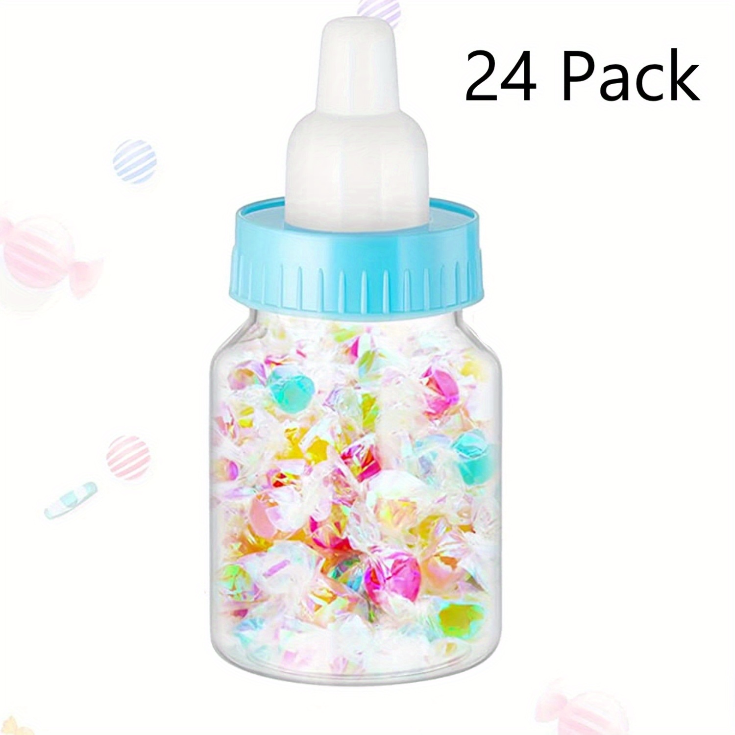 24 biberones de ducha de bebé de 9.5 onzas, botellas de plástico para baby  shower, juegos de fiesta, botellas de leche para niños, decoraciones de