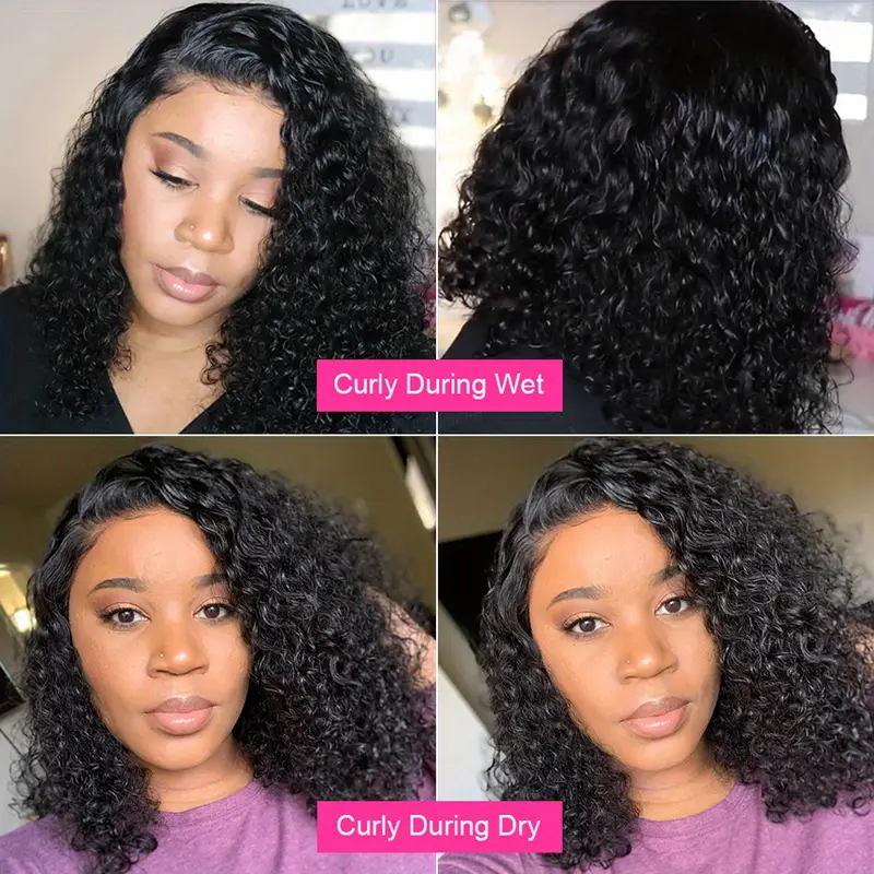 short bob wig wet and wavy water wave 4x4 lace closure wig brazilian transparent lace frontal human hair wigs for women 150 density 4 4 lace wig details 7
