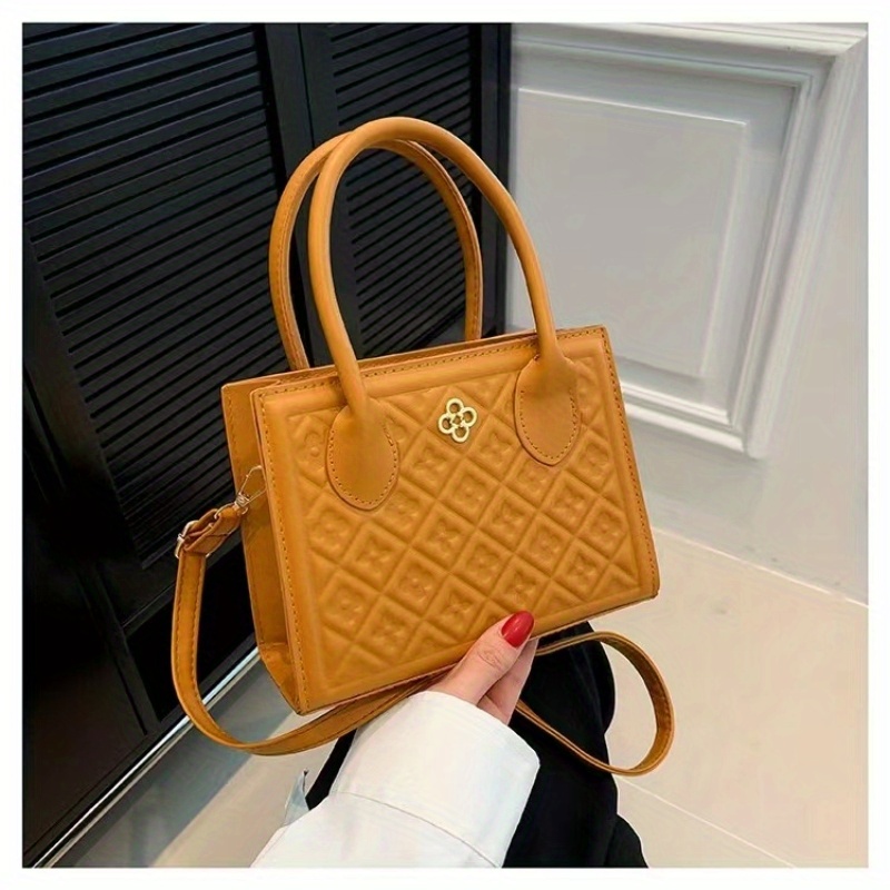 Geometric Embossed Square Satchel Bag