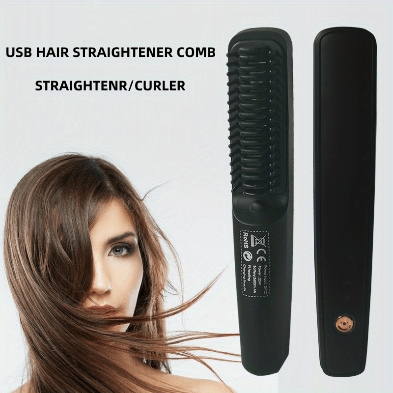 2 in 1 hair straightener and curler hair straighteners hair styling appliances wireless portable straightener comb clothes iron hot curler details 0