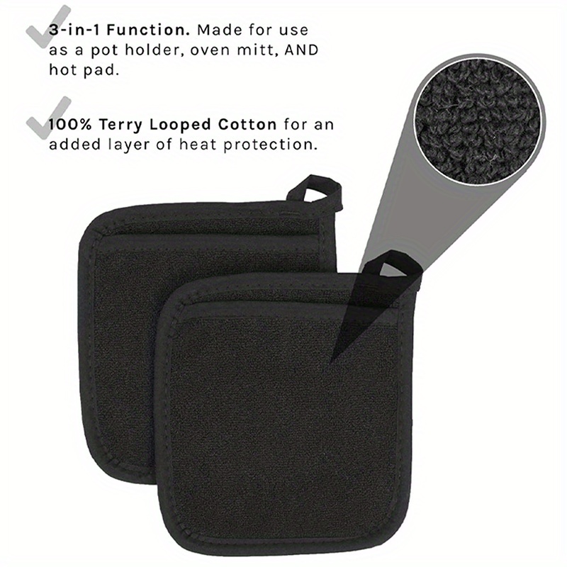 Cotton Oven Mitts Pot Holders Premium Terry Hot Pads Heat - Temu