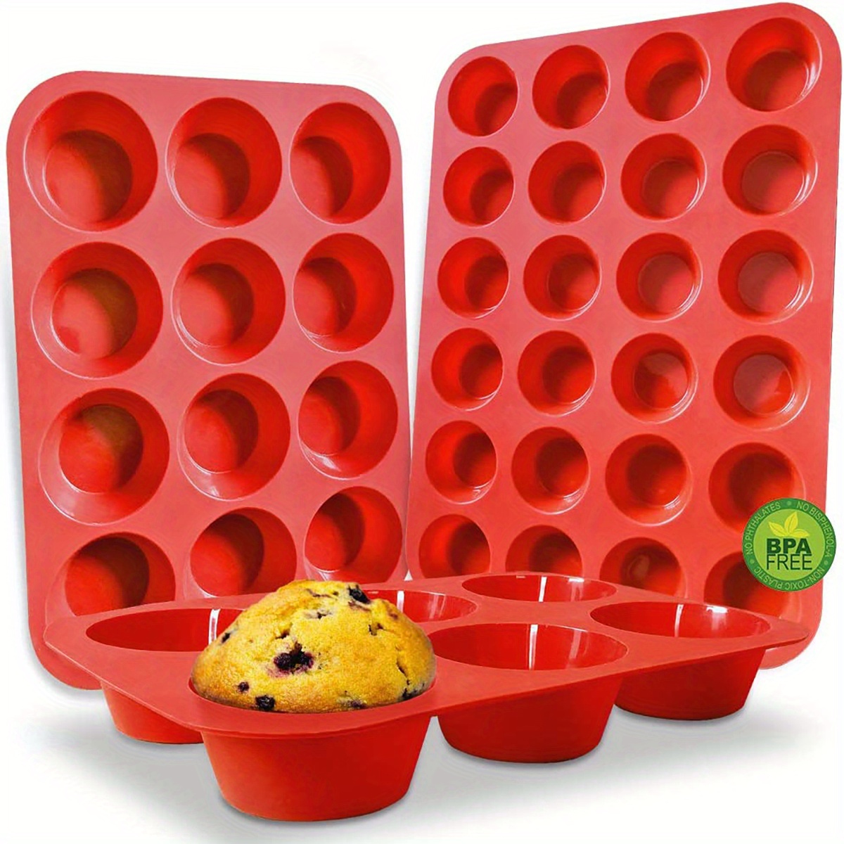 Silicone Texas Muffin Pan Set- 6 Cup Jumbo Silicone Cupcake Pan, Non-Stick  Silicone, Just PoP Out! Perfect for Egg Muffin, Big Cupcake - BPA Free and  Dishwasher Safe, Set of 2 