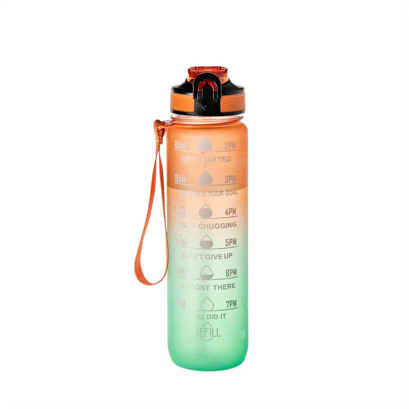 Cute Ombre Color Motivational Water Bottle With Straw - Temu