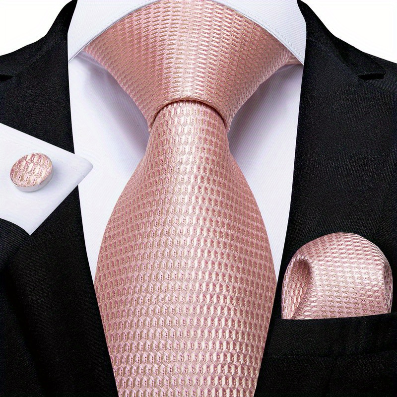 Men's Pink Pattern Tie Set Wedding Accessories