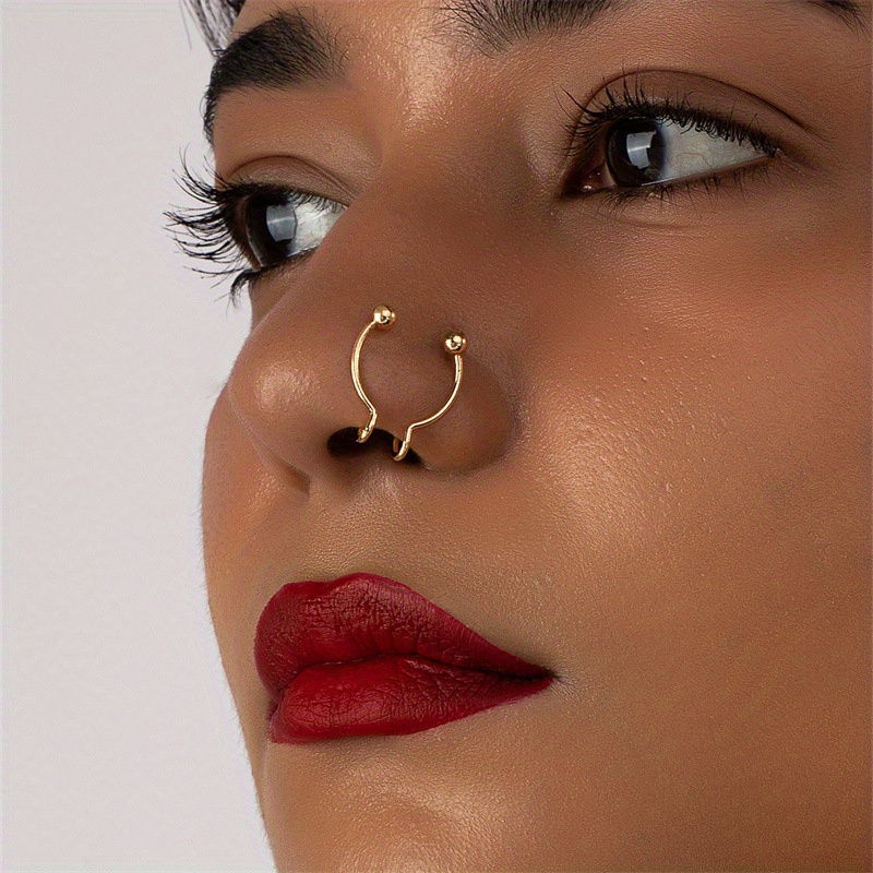 European And American Minimalist Geometric Golden Non-piercing Nose Ring  Nose Decoration Personalized Niche High-end Jewelry Wholesale