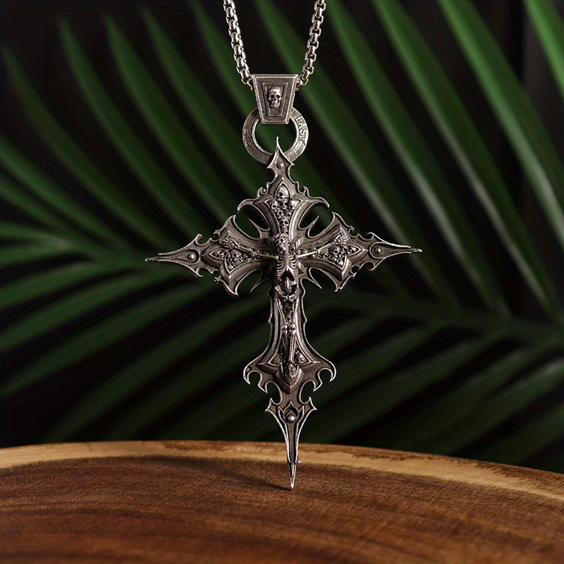 Emo Skull Cross Pendant Necklace