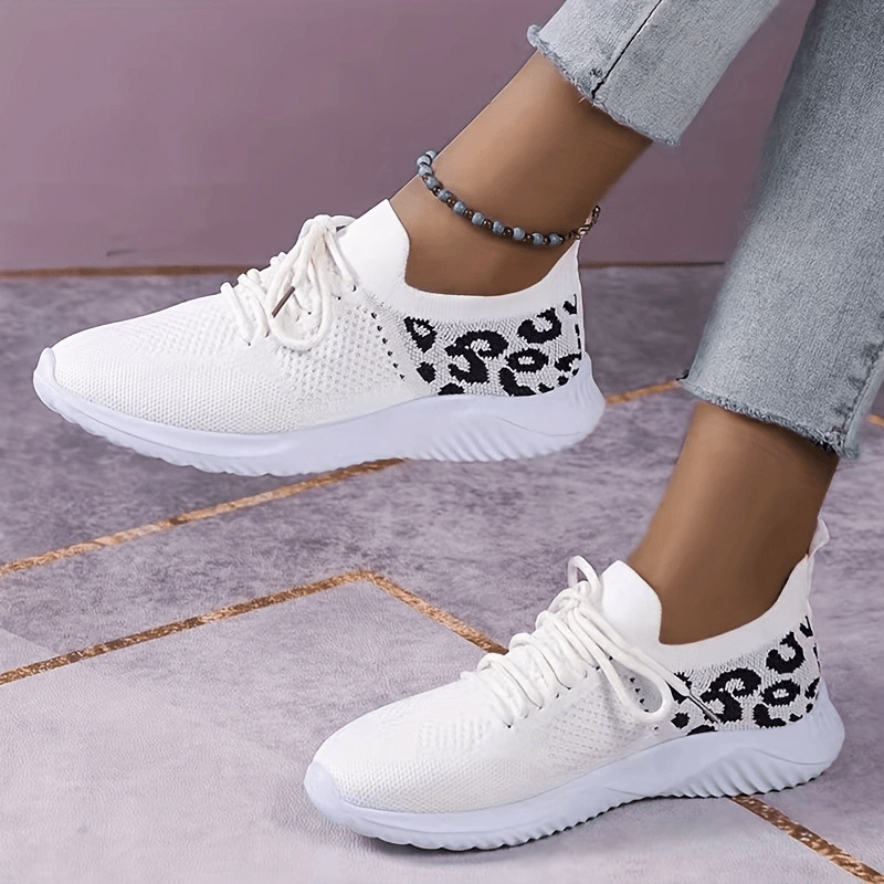 Women Sport Leopard Print Cheetah Pattern Lace-up Mesh Front Running Shoes  - China Women Shoes and Women Sneakers price