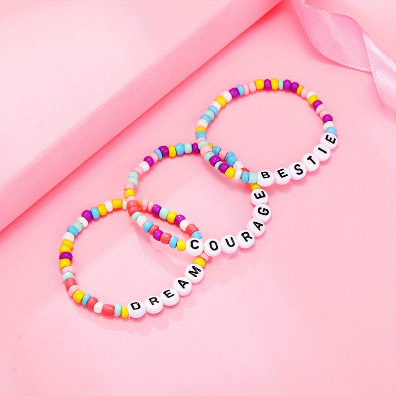 Letter Bead Bracelet  Pony bead bracelets, Girl bracelets, Cute