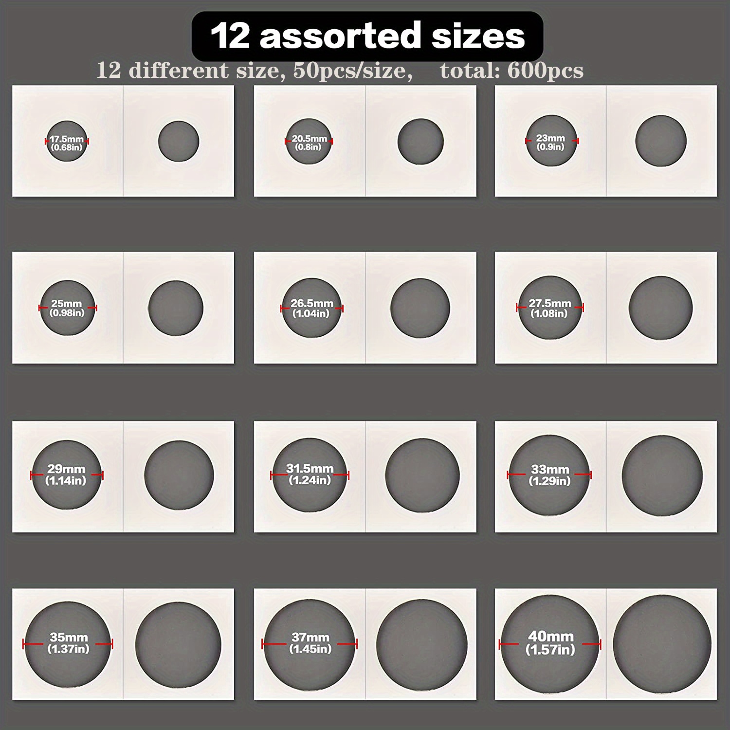 300-1200pcs Coin Collectors' Sleeves with Flip Cover