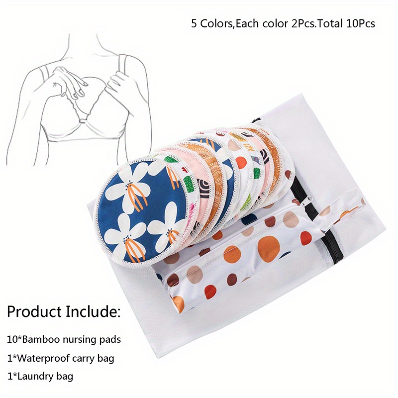   bamboo reusable breast pads for breastfeeding 10 washable pads wet bag wash bag super absorbent breast pads nipple pads for breastfeeding nursing pads for breastfeeding 4 7 details 2