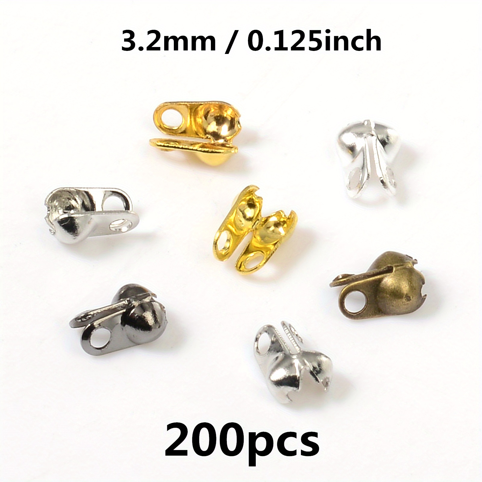 200pcs DIY Jewelry Findings Components Necklace Connector Clasp Fit Ball  Chain Calotte End Crimps Beads Caps