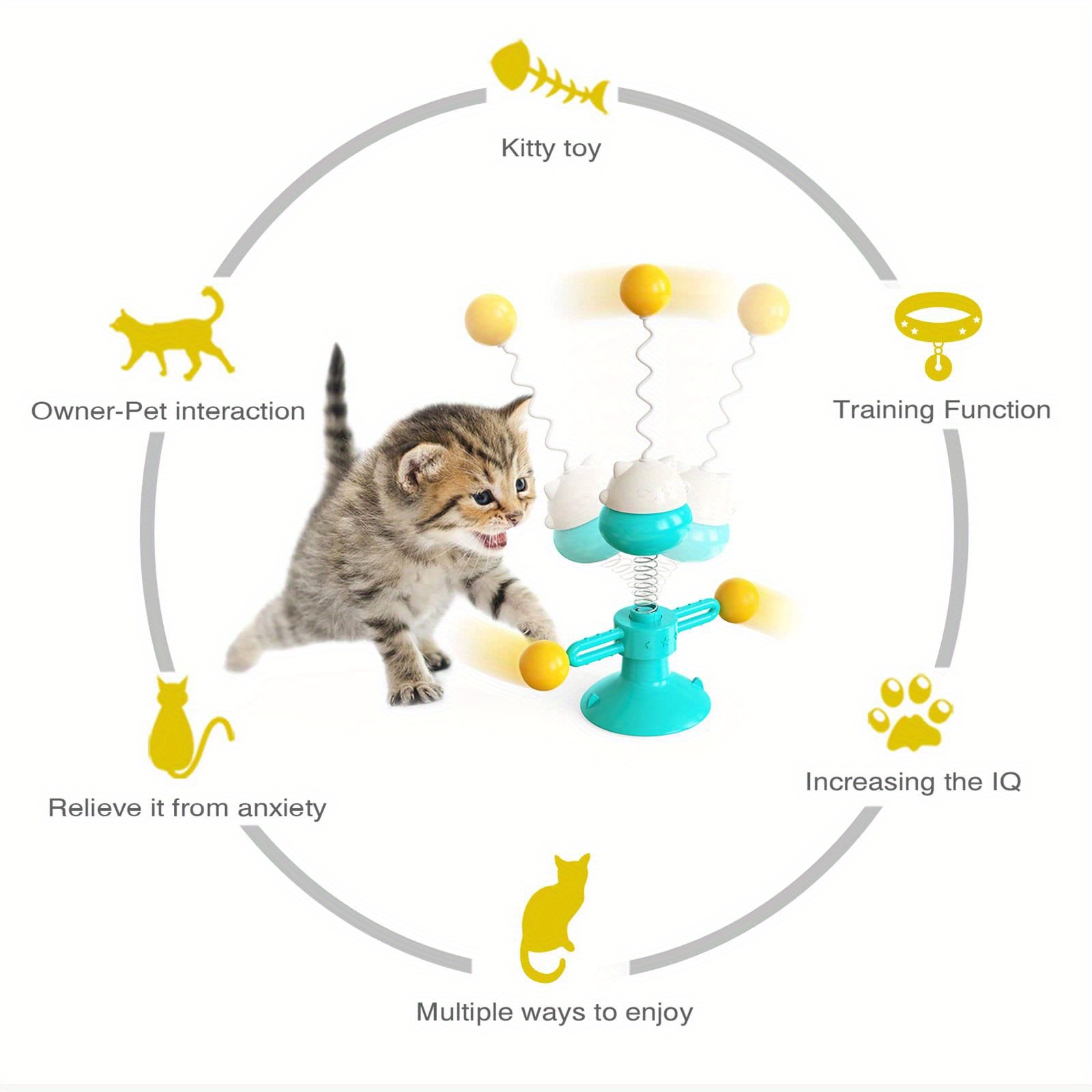 Cat Teaser Toy Relieve Boredom Interactive Turntable Spring Toy Pet