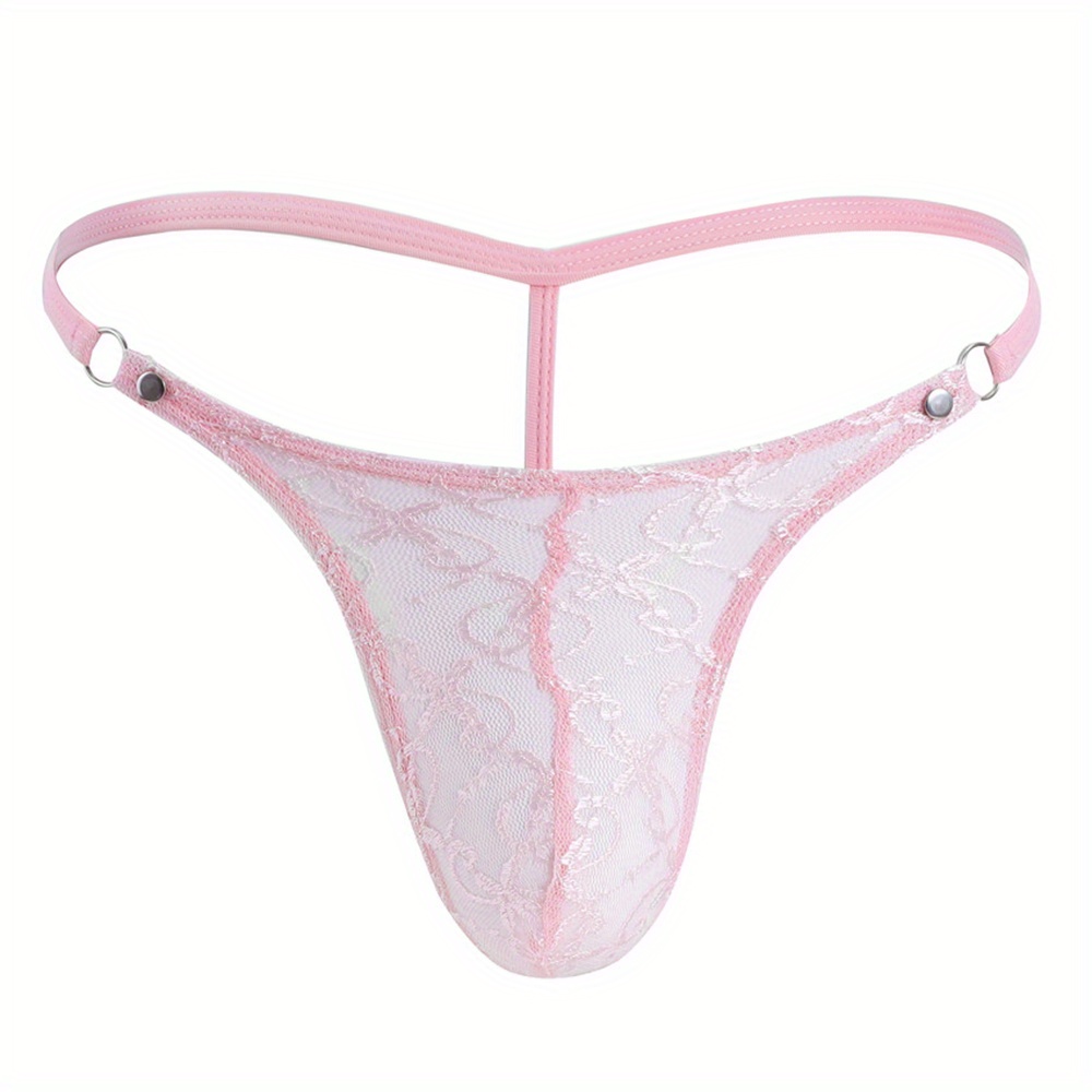 Men's Trendy Lace Thong Low Waist Exposed Buttocks Sexy G - Temu