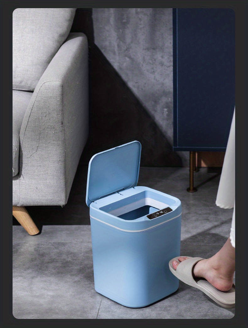 Smart Trash Bin Small Office Garbage Cans With Automatic Lid - Temu