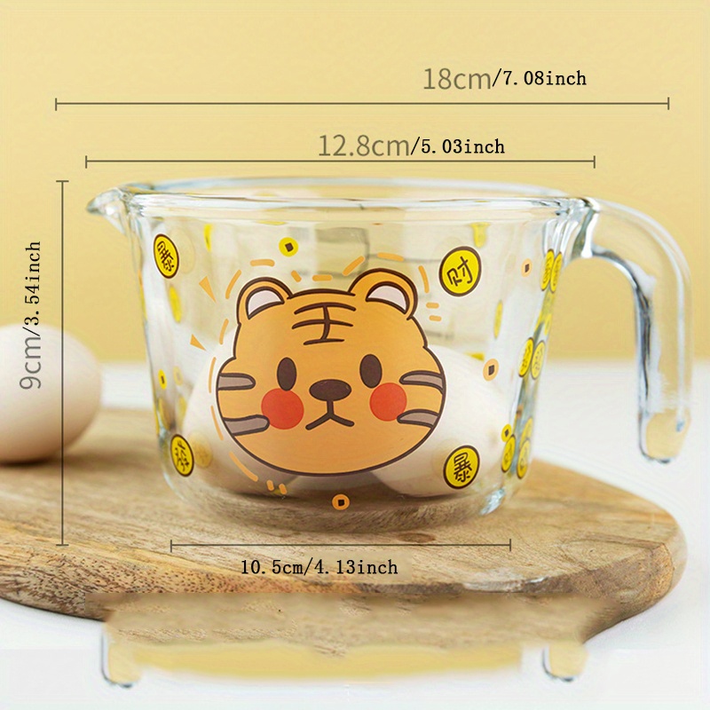 1pc Thickened Borosilicate Glass Measuring Cup With Scale For Baking,  Breakfast, Household Use