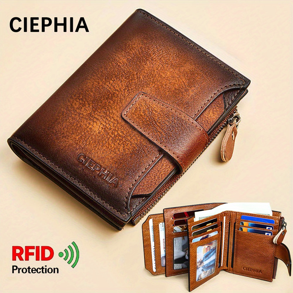Designer Mens Wallet Leather RFID Protected Wallets Gift Black