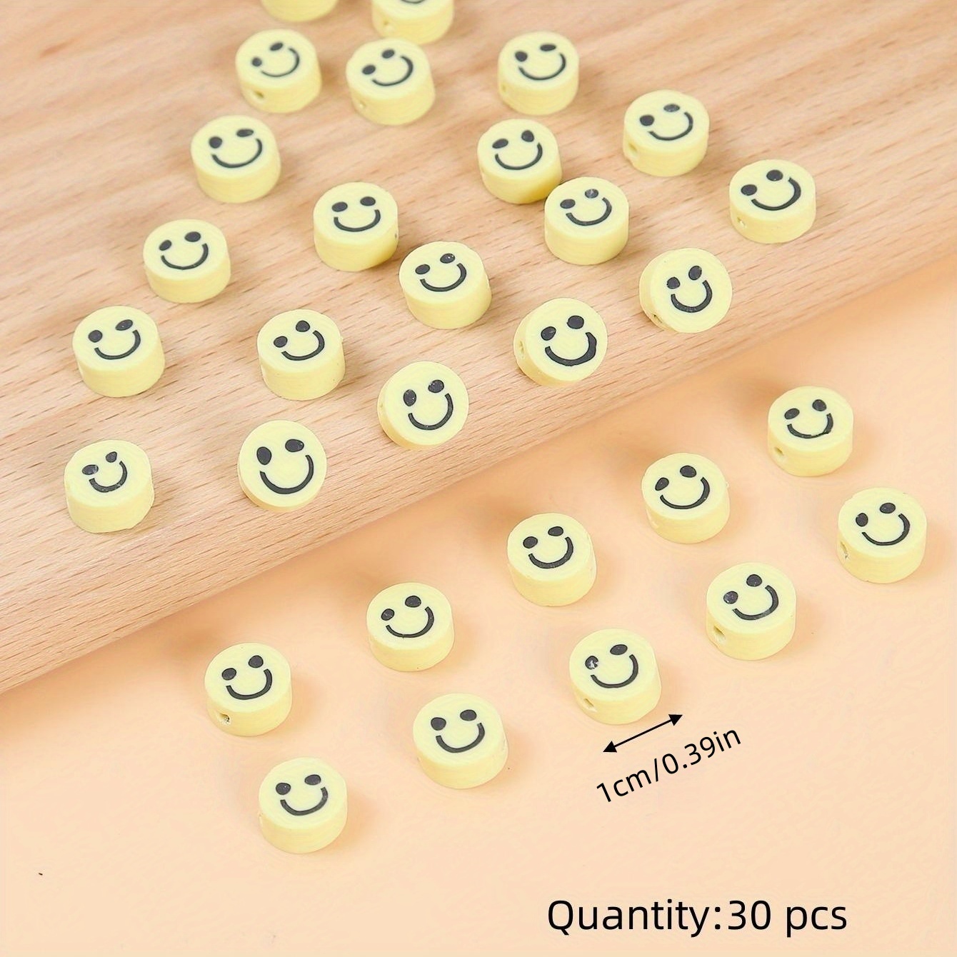 Yellow Coloured Sun Flower Smiley Face Polymer Clay Beads For Jewellery  Making