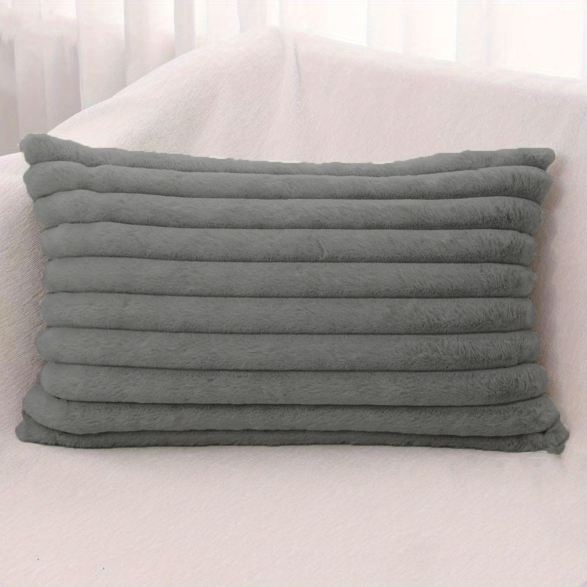 Faux Fur Throw Pillowcases Striped Throw Pillow Covers - Temu