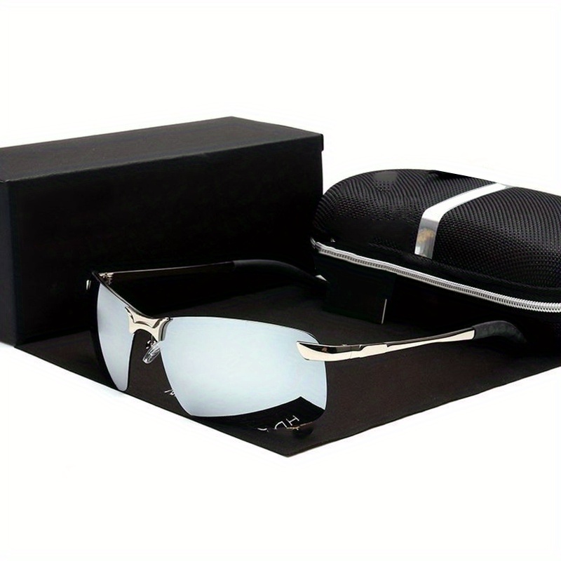 Trendy Cool Rimless Metal Frame Polarized Sunglasses For Men Women