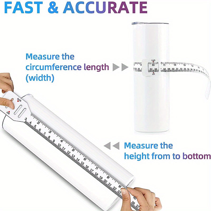 Sublimation Blanks Tumbler Width Measurer Accurately Measure The  Circumference and Length with a Precise Plastic Tape Measure,Used in Heat  Press or