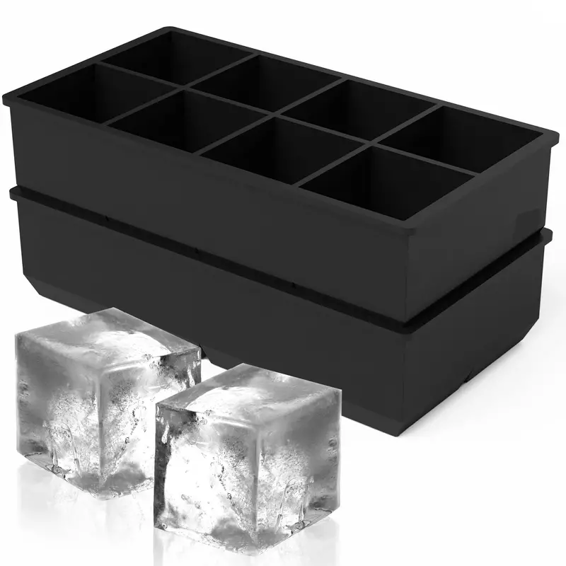 2pcs Ice Cube Trays Silicone - Large Ice Tray Molds For Making 8 Giant Ice  Cubes