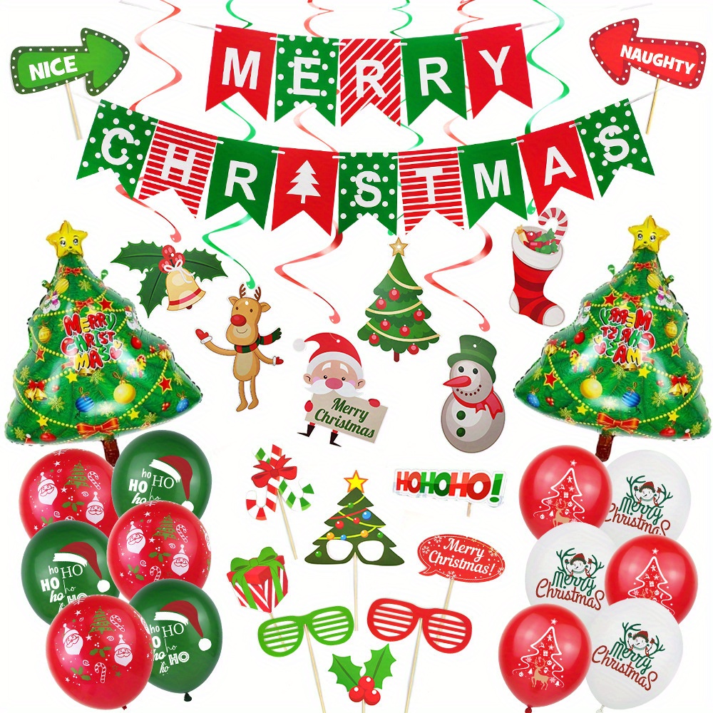 1 Set of Merry Christmas Aluminum Foil Balloon Santa Claus Snowman Candy  Christmas Stocking Home New Year Party Decorations