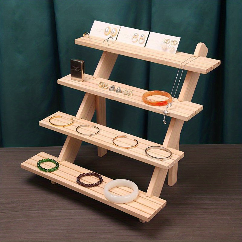 Variant Wooden 5-tier Ladder Jewelry Rack Desktop Earring Storage Ring  Bracelet Necklace Jewelry Display Rack