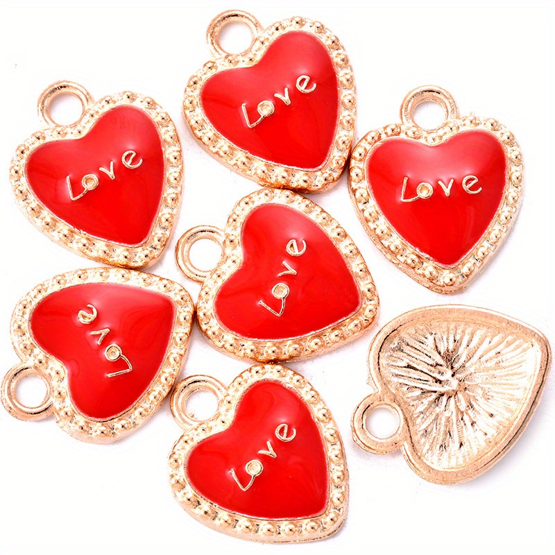 20pcs 11.8*11.4mm Love Heart Alloy Metal Drop Oil Charms Beads For Jewelry  Making DIY Special Bracelet Necklace Valentine's Day Gift Handmade Craft Su