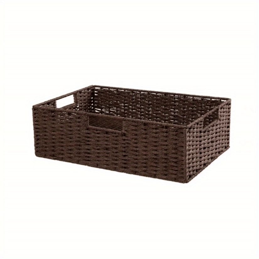 Seagrass Storage Basket With Lid Hand Woven Wicker Shelf - Temu