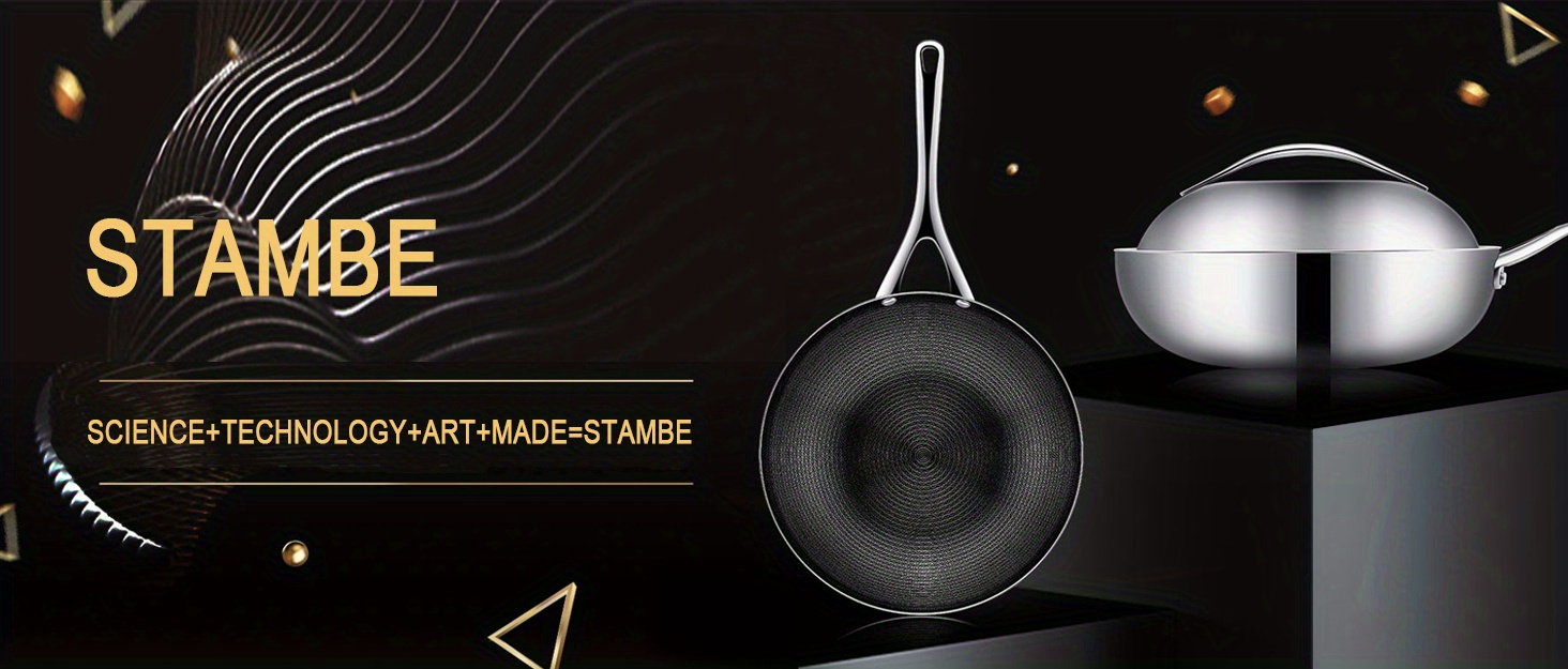  STAMBE 8 With Lid Stainless Steel Pan, Triply