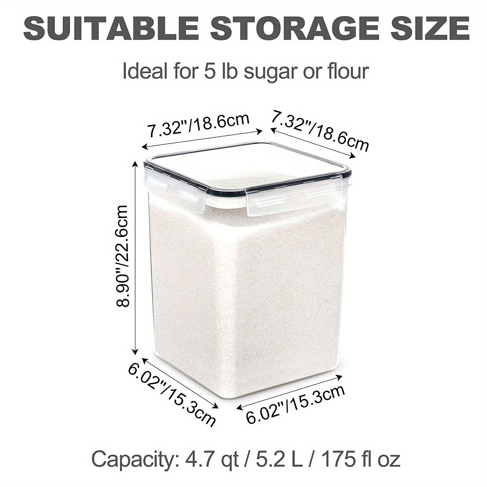 Large Food Storage Containers With Lids Airtight, For Flour, Sugar