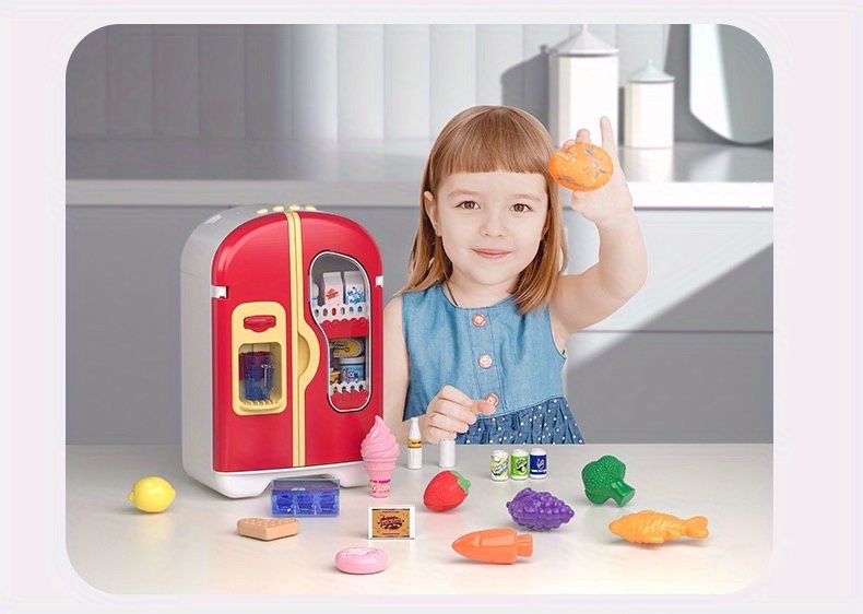  JX Juguetes de cocina para nevera, juguete para niños,  refrigerador de juguete, refrigerador de doble puerta con dispensador de  hielo, juego de cocina de juguete único, mini electrodomésticos para niños  (rosa) 