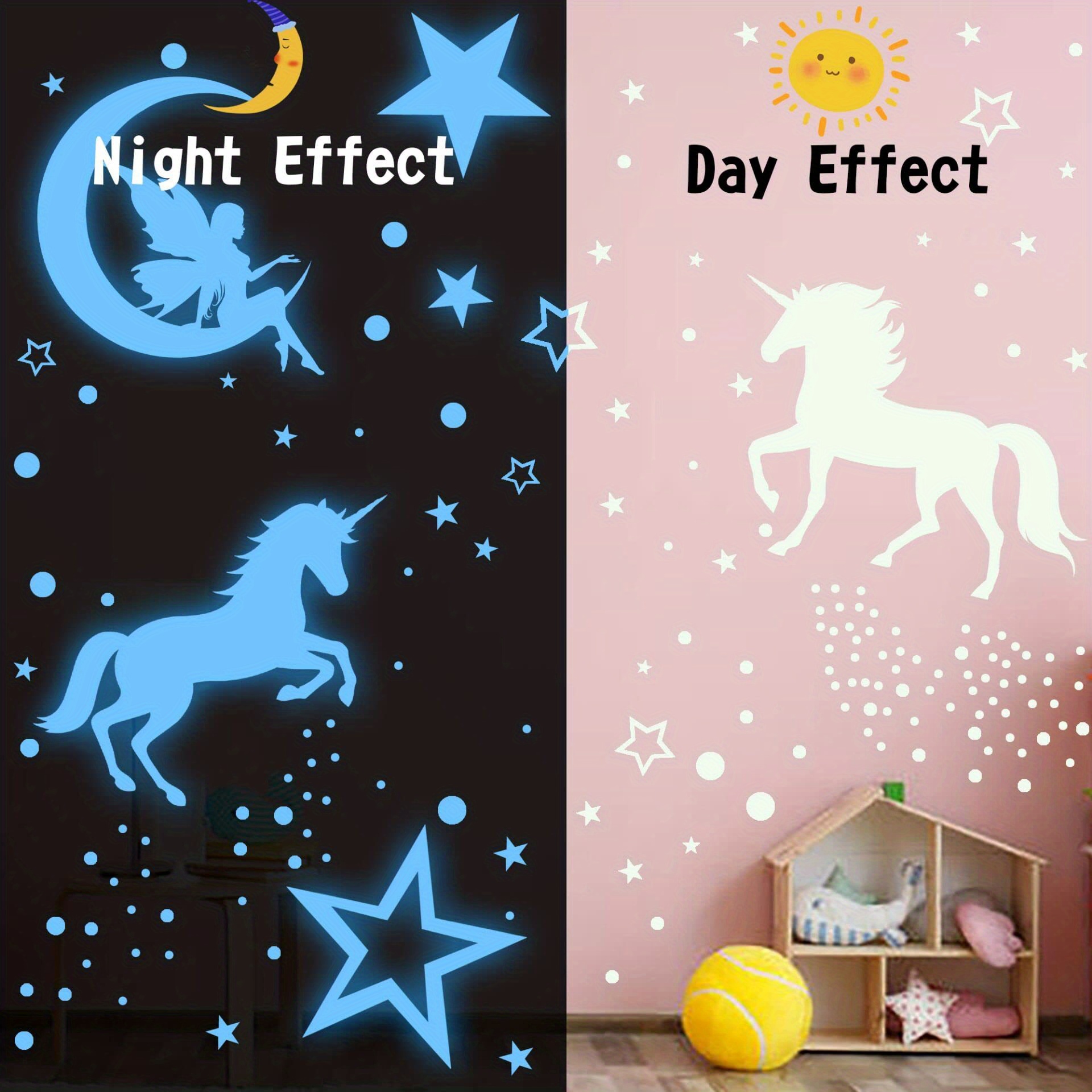 Glow In Dark Stars Ceiling Decor Unicorn Wall Decals Temu