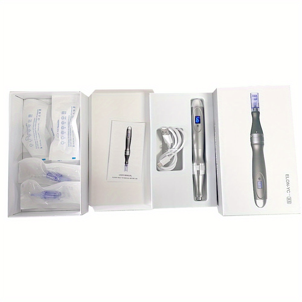 professional wireless dr derma pen x6 with 10pcs cartridge usb charging adjustable electric dermapen details 0