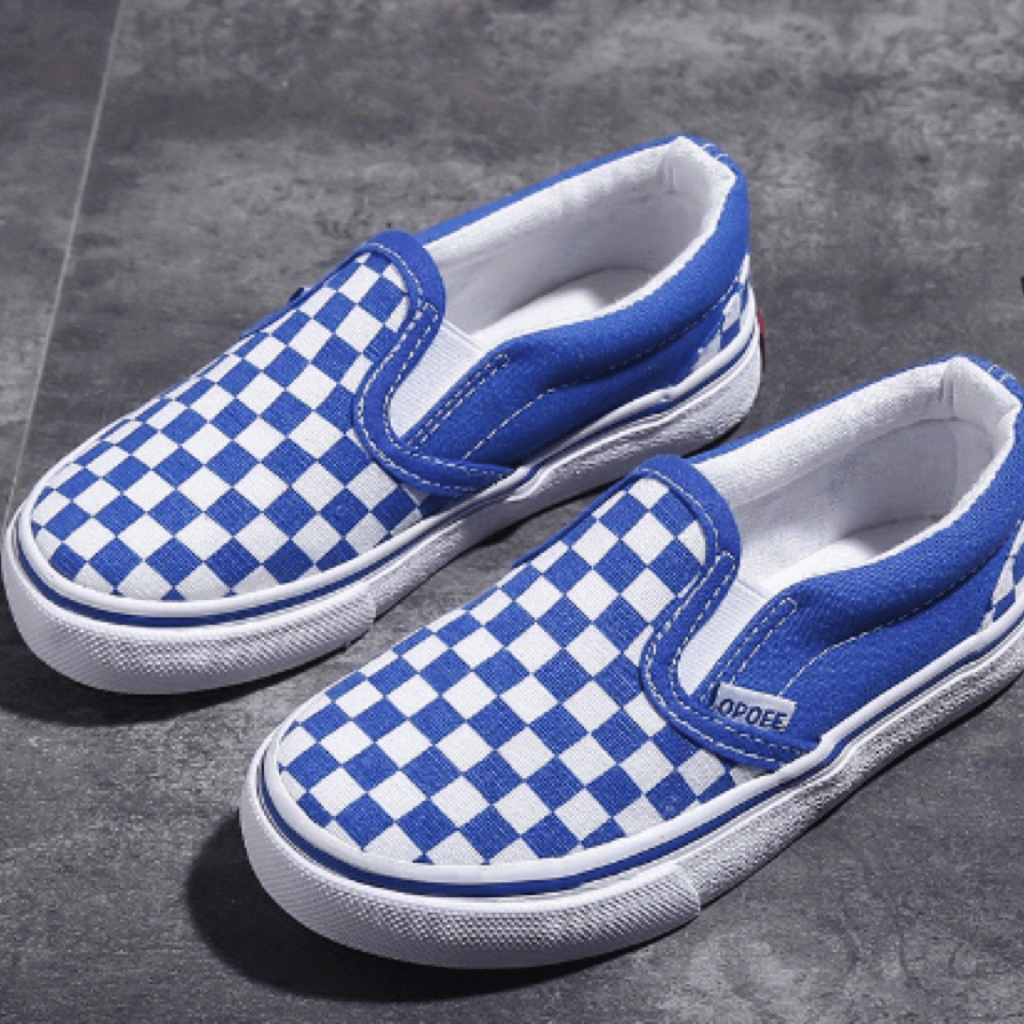 Royal blue and 2024 white checkered vans