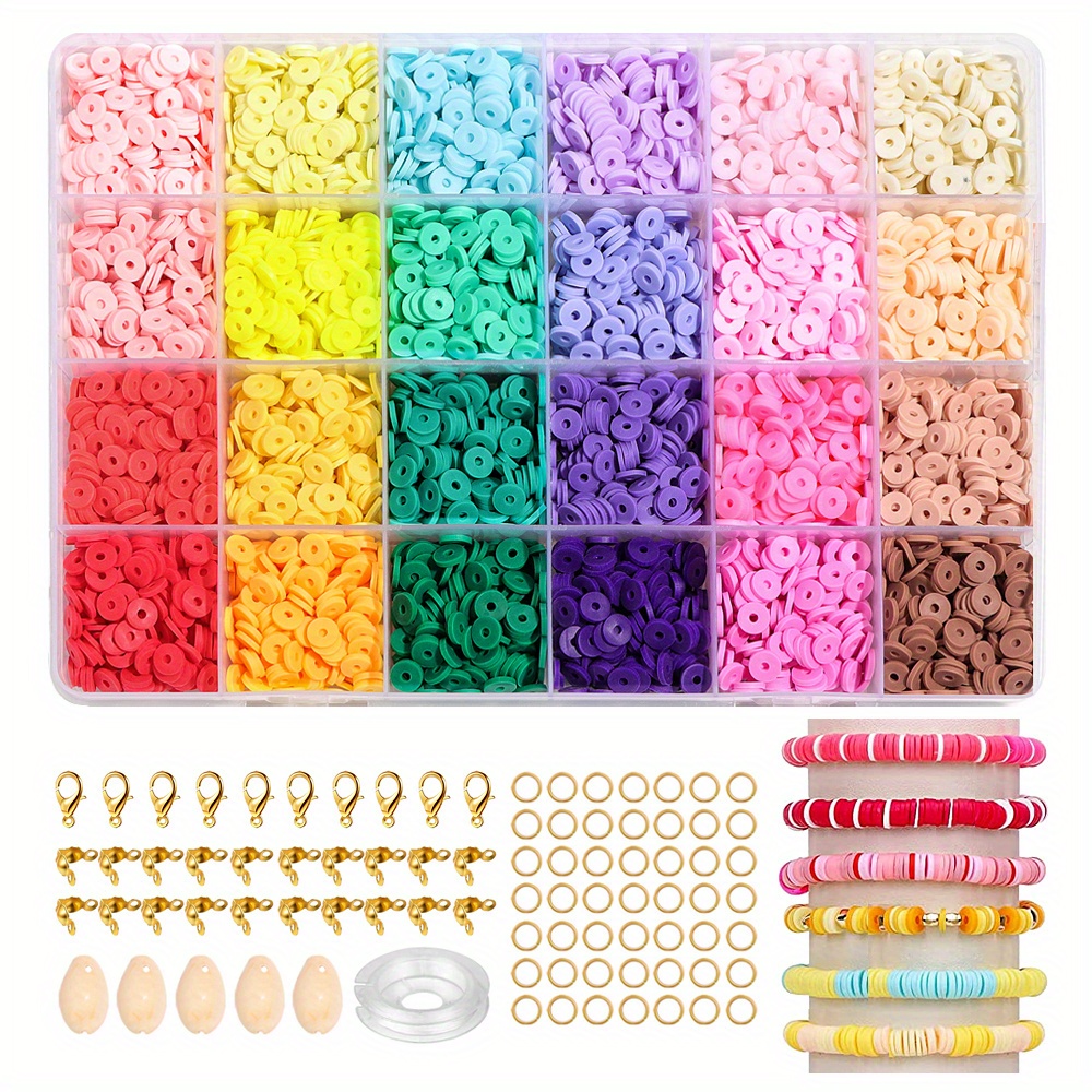 4800Pcs Clay Beads for Jewelry Making Bracelet Kit,Flat round Polymer Best  New