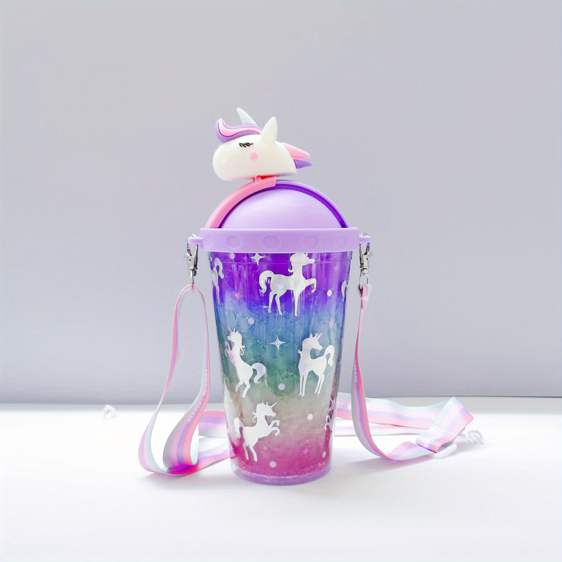 Cartoon Unicorn Tumbler With Lid And Straw Double Walled - Temu