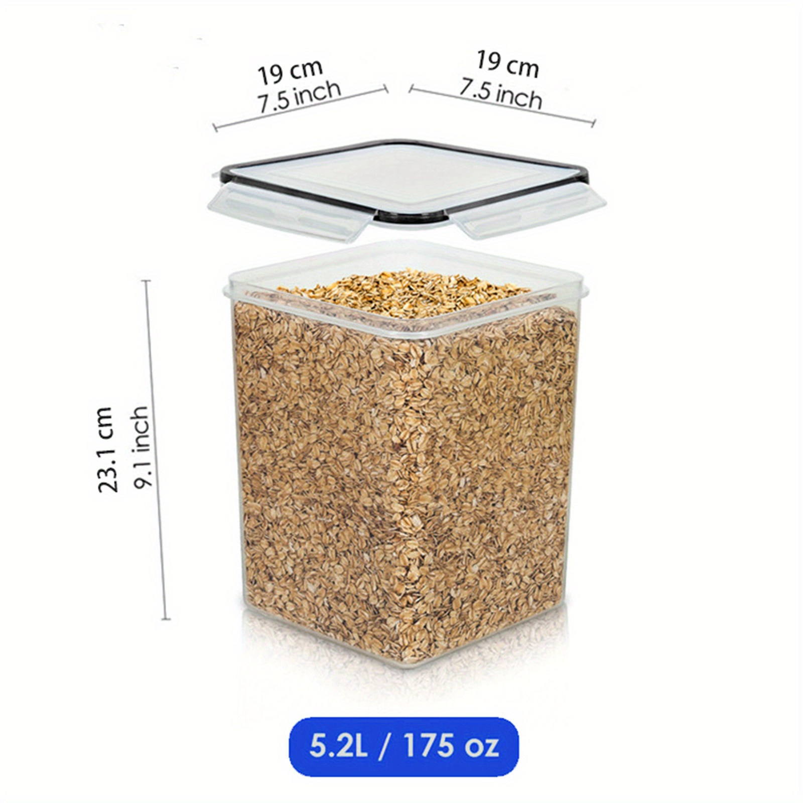 Extra Large Food Storage Containers with Lids Airtight (5.2L, 175Oz