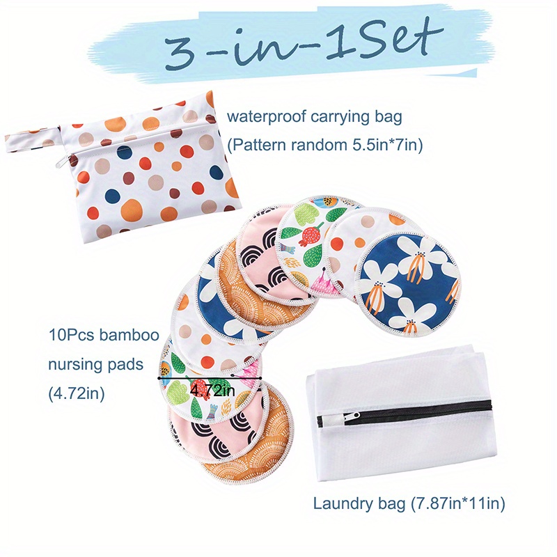   bamboo reusable breast pads for breastfeeding 10 washable pads wet bag wash bag super absorbent breast pads nipple pads for breastfeeding nursing pads for breastfeeding 4 7 details 4