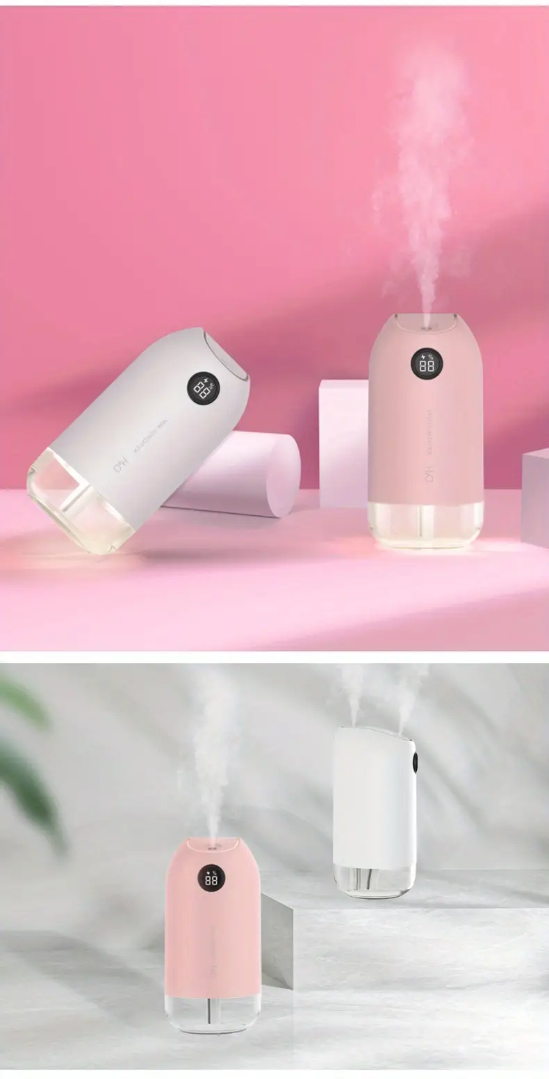 portable mini humidifier 500ml small humidifier type c personal desktop humidifier for baby bedroom travel office car household water shortage protection 2 spray modes super quiet night light white details 7