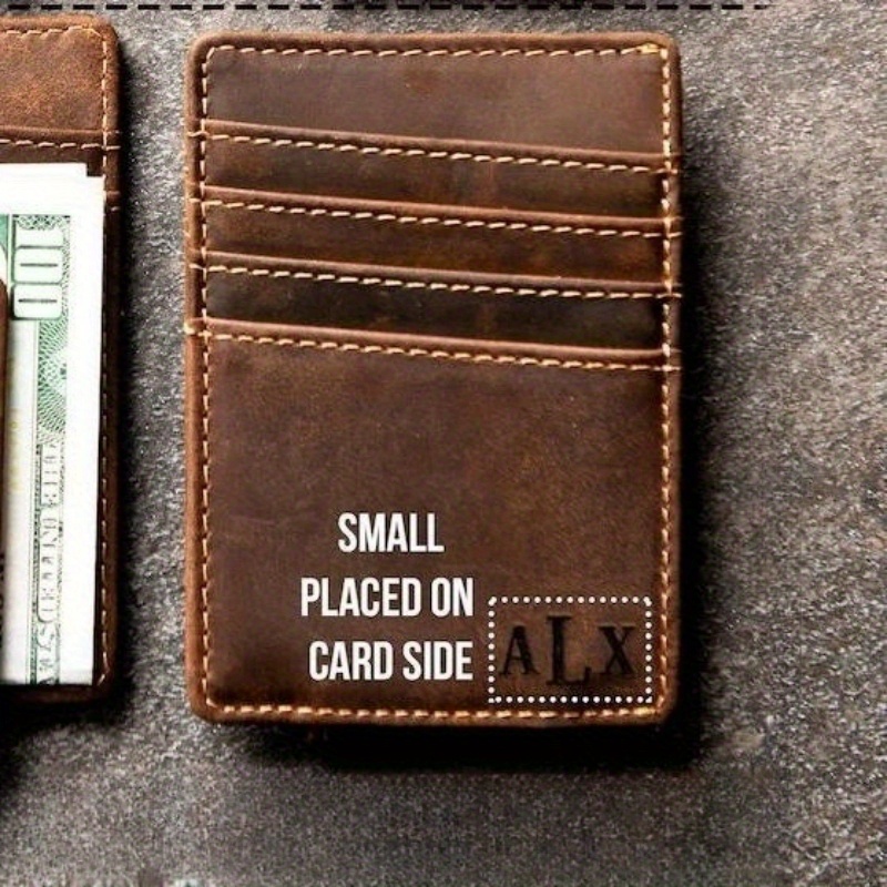 Personalized Money Clip Wallet Mens Leather Wallet Money 