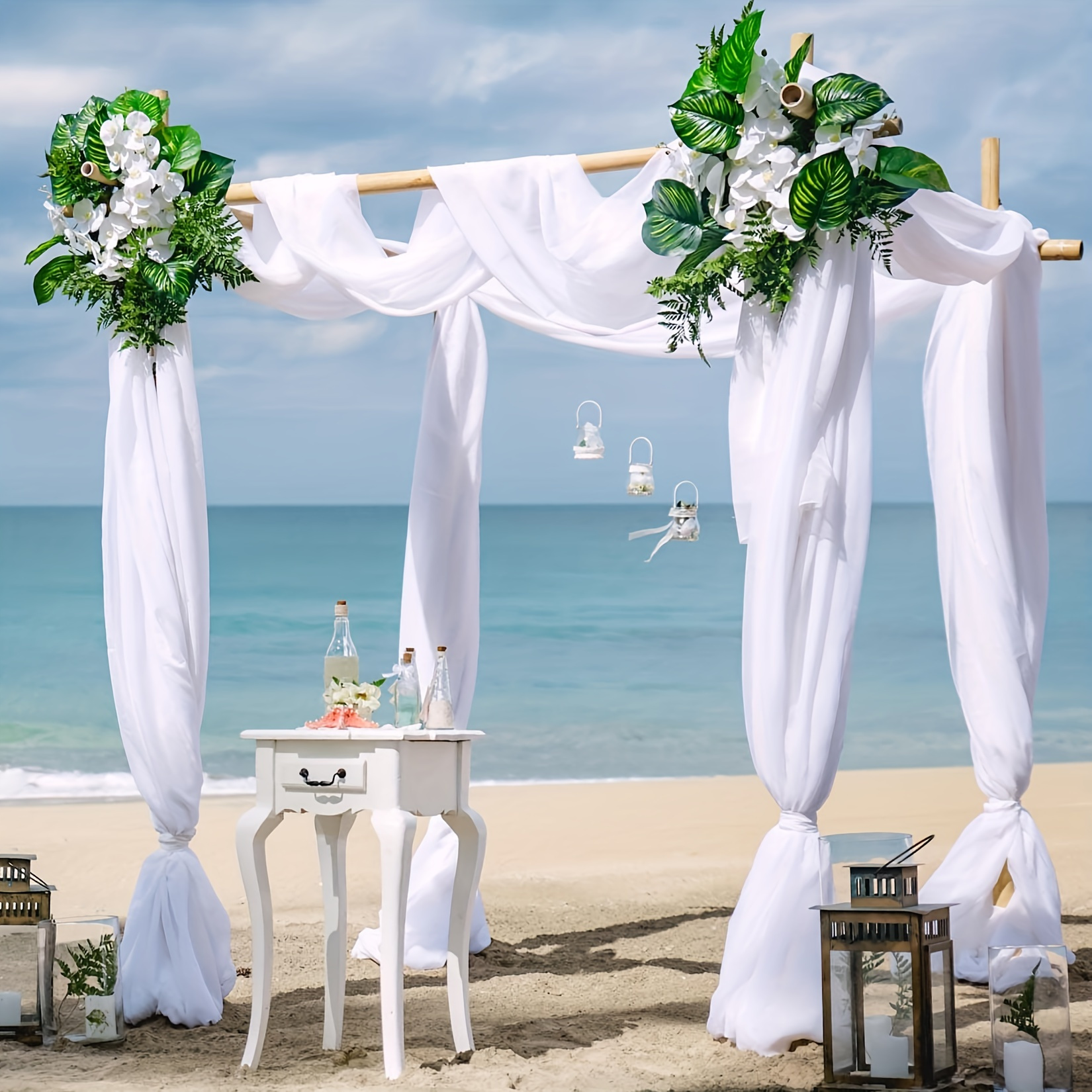 White Wedding Arch Drapes Fabric Chiffon Fabric Drapery - Temu