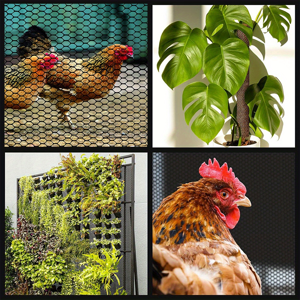 Rollo de malla de plástico verde, valla de jardín, malla de aves de corral,  vallas hexagonales multiusos para perros, pollo, conejos, ciervos, fácil