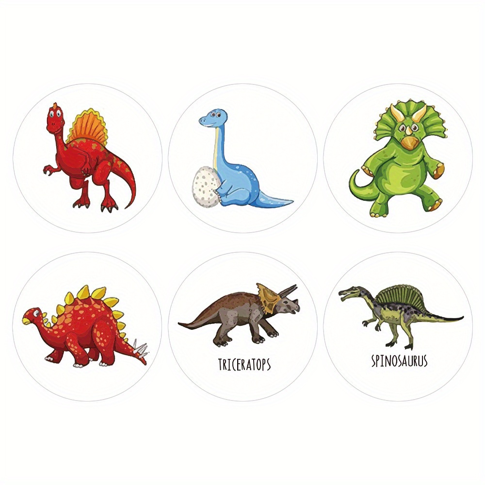 12 Designs Dinosaur Pattern Stickers Round Perfect Teenager - Temu