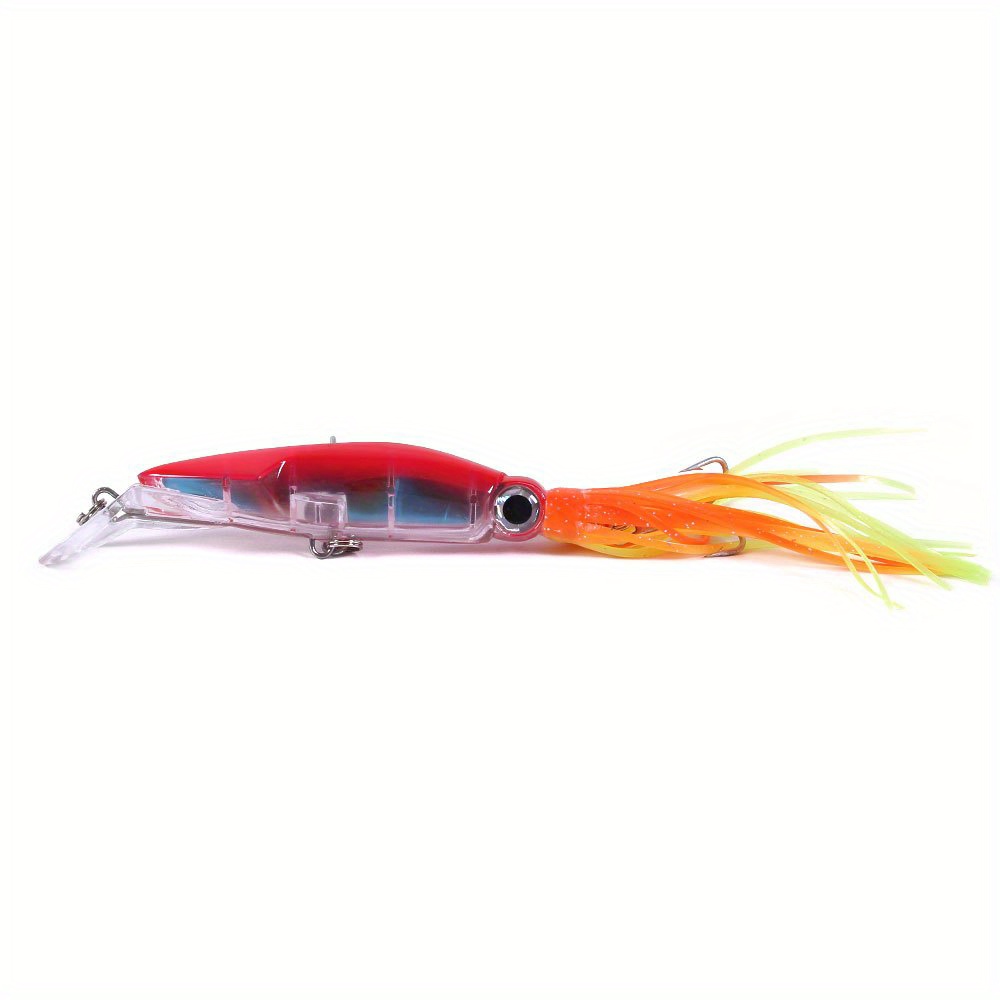 LANTRO JS 5pcs Hard Fishing Lure, Simulation Squid False Bait, Artificial  Squid with Double Hook Jig(Orange Red)
