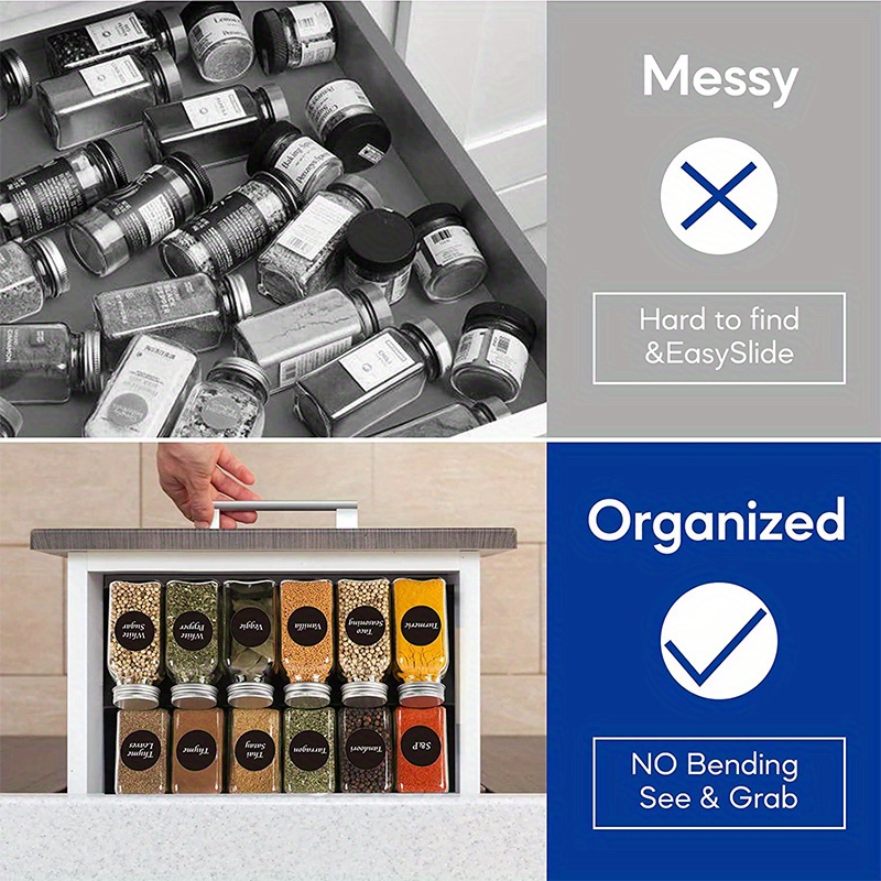 Spice Rack Spice Bottle Organizer With 28 Spice Jars Drawer - Temu